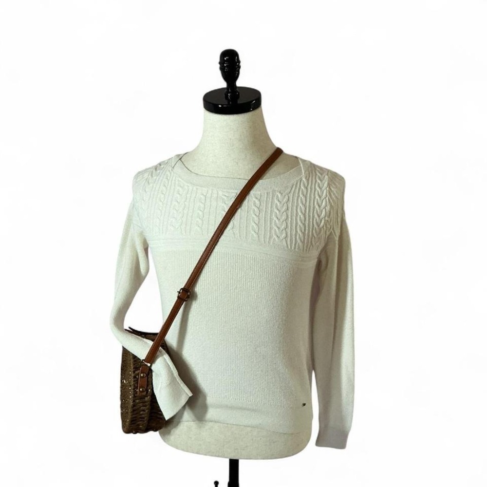 Abercrombie & Fitch Womens Cable Knit Old Money Sweater S Tennis Preppy Academia